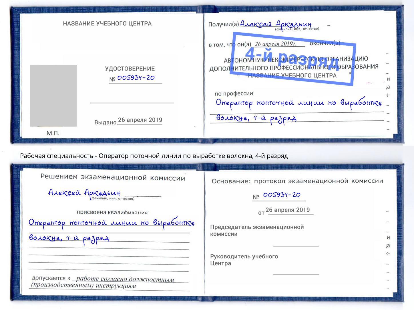 корочка 4-й разряд Оператор поточной линии по выработке волокна Орел